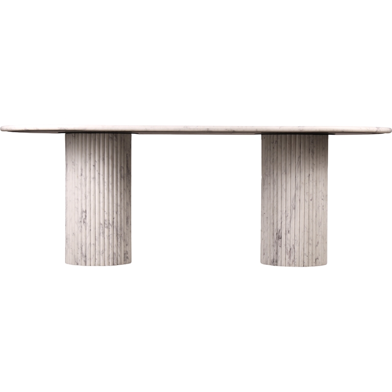 Bowery Hill Modern / Contemporary White Marble Oval Top Dining Table