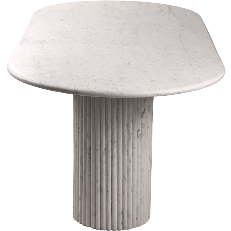 Bowery Hill Modern / Contemporary White Marble Oval Top Dining Table