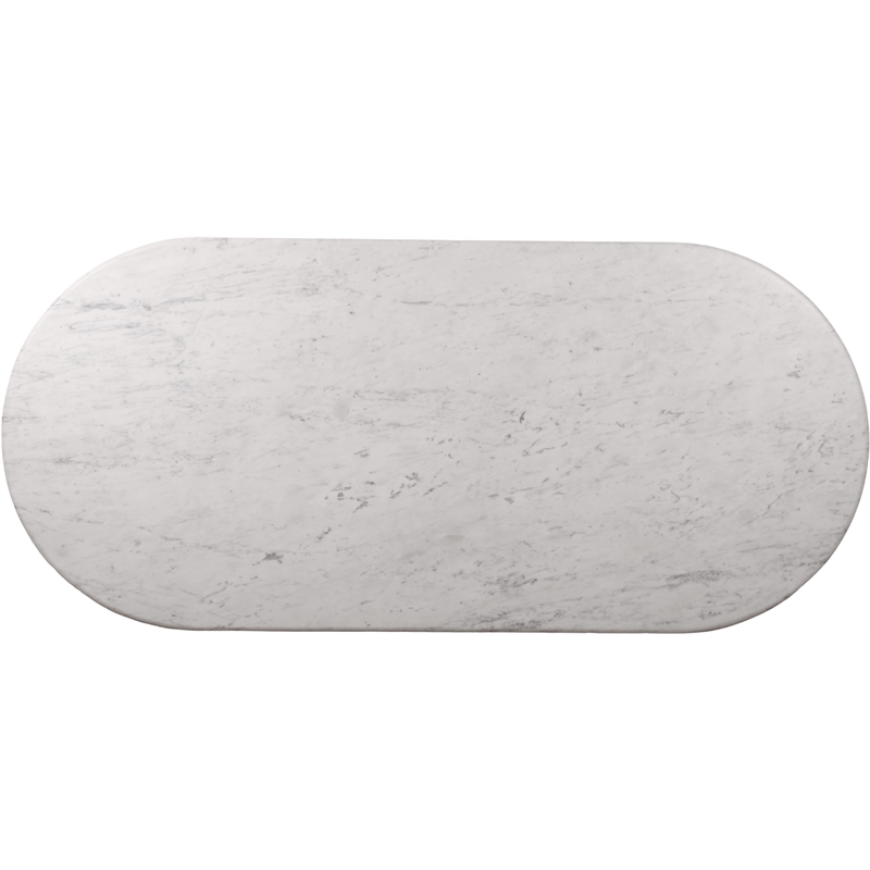 Bowery Hill Modern / Contemporary White Marble Oval Top Dining Table