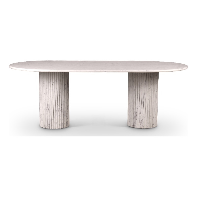 Bowery Hill Modern / Contemporary White Marble Oval Top Dining Table