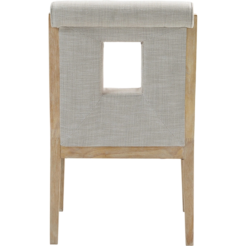 Bowery Hill Contemporary Cream Linen Textured Fabric Dining Arm Chair