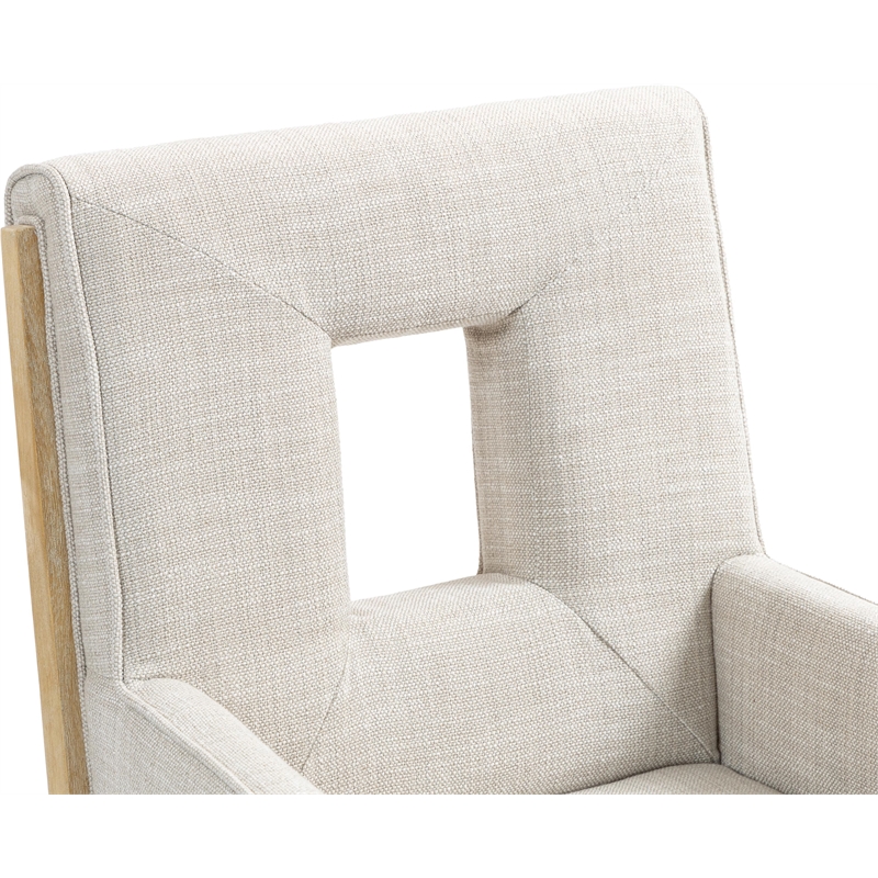 Bowery Hill Contemporary Cream Linen Textured Fabric Dining Arm Chair