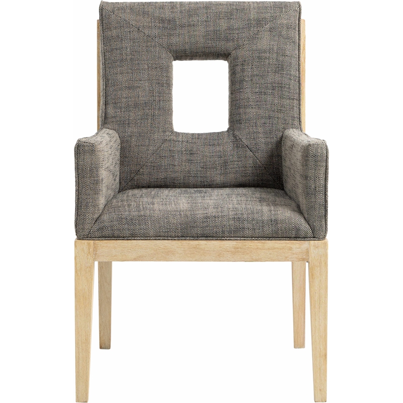 Bowery Hill Contemporary Grey Linen Textured Fabric Dining Arm Chair