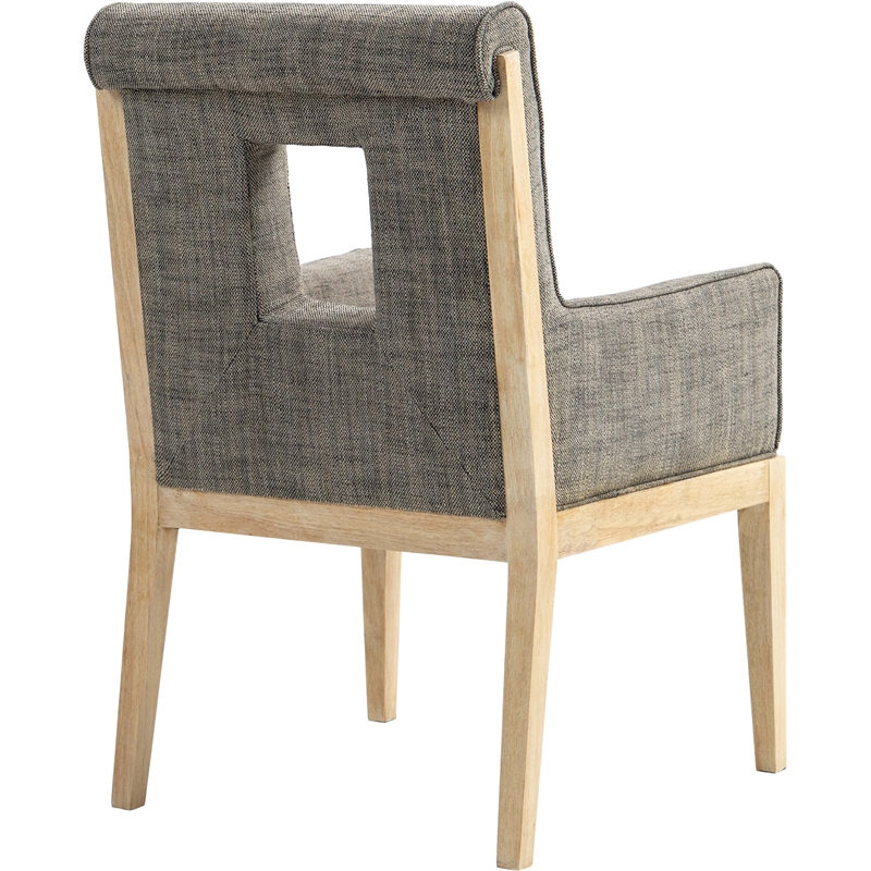 Bowery Hill Contemporary Grey Linen Textured Fabric Dining Arm Chair