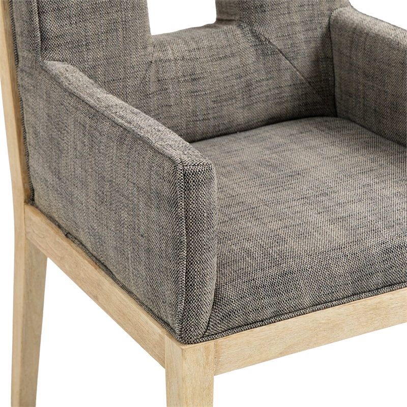 Bowery Hill Contemporary Grey Linen Textured Fabric Dining Arm Chair
