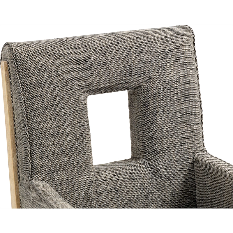 Bowery Hill Contemporary Grey Linen Textured Fabric Dining Arm Chair