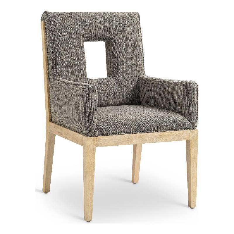 Bowery Hill Contemporary Grey Linen Textured Fabric Dining Arm Chair