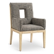 Bowery Hill Contemporary Grey Linen Textured Fabric Dining Arm Chair