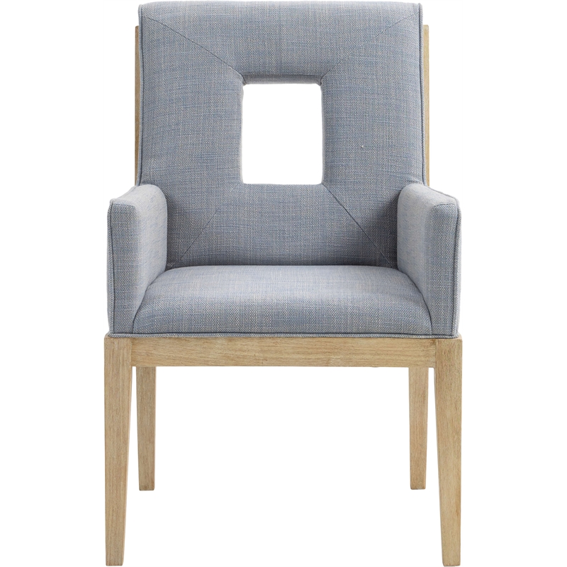 Bowery Hill Contemporary Light Blue Linen Textured Fabric Dining Arm Chair