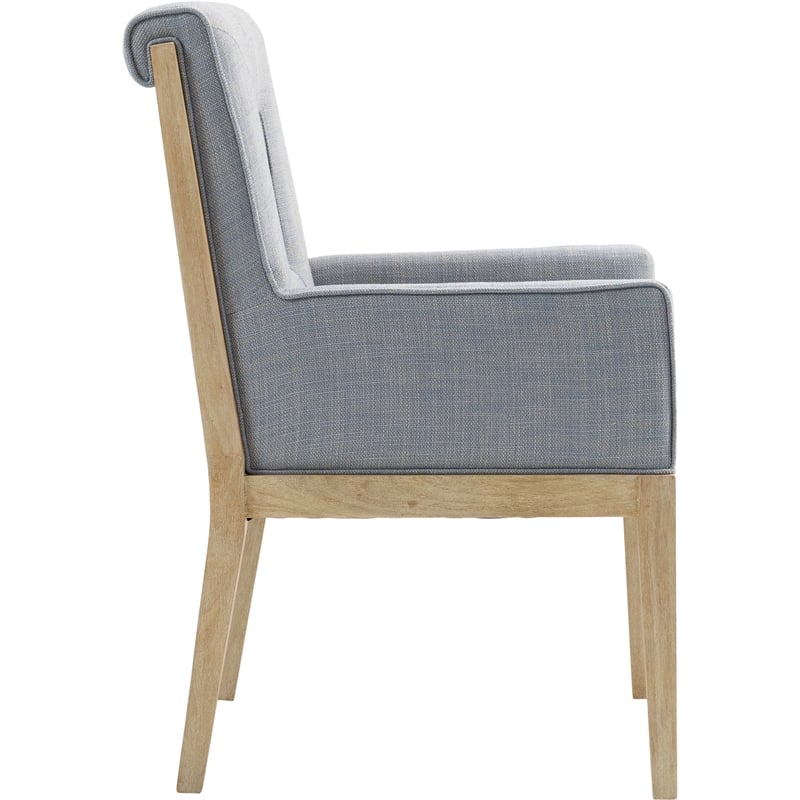 Bowery Hill Contemporary Light Blue Linen Textured Fabric Dining Arm Chair