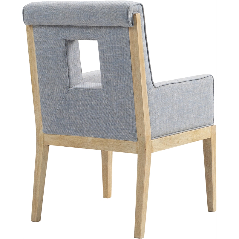 Bowery Hill Contemporary Light Blue Linen Textured Fabric Dining Arm Chair