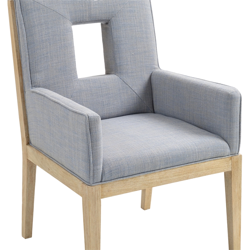 Bowery Hill Contemporary Light Blue Linen Textured Fabric Dining Arm Chair