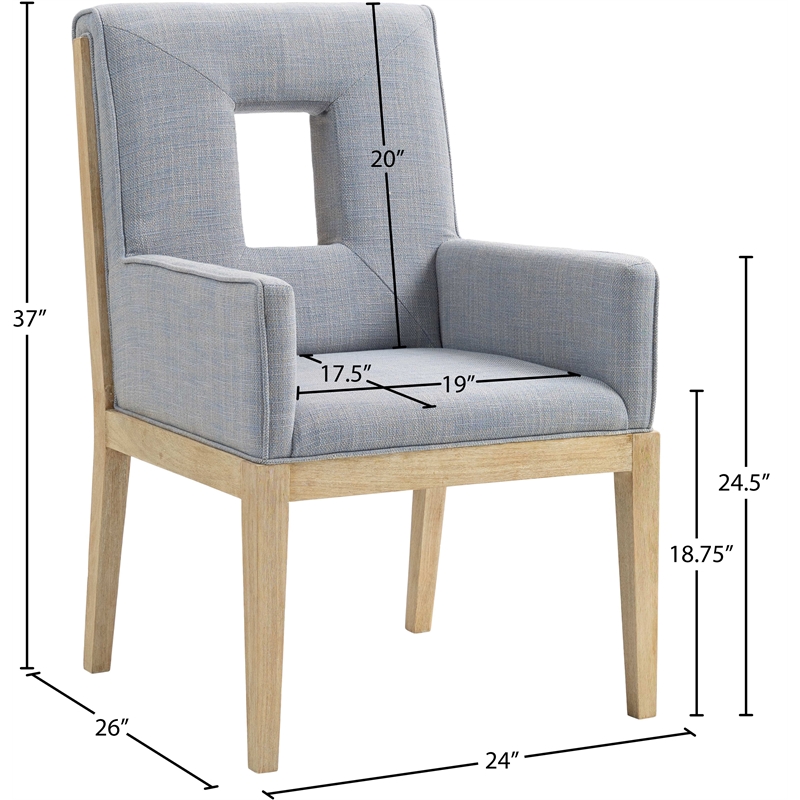 Bowery Hill Contemporary Light Blue Linen Textured Fabric Dining Arm Chair