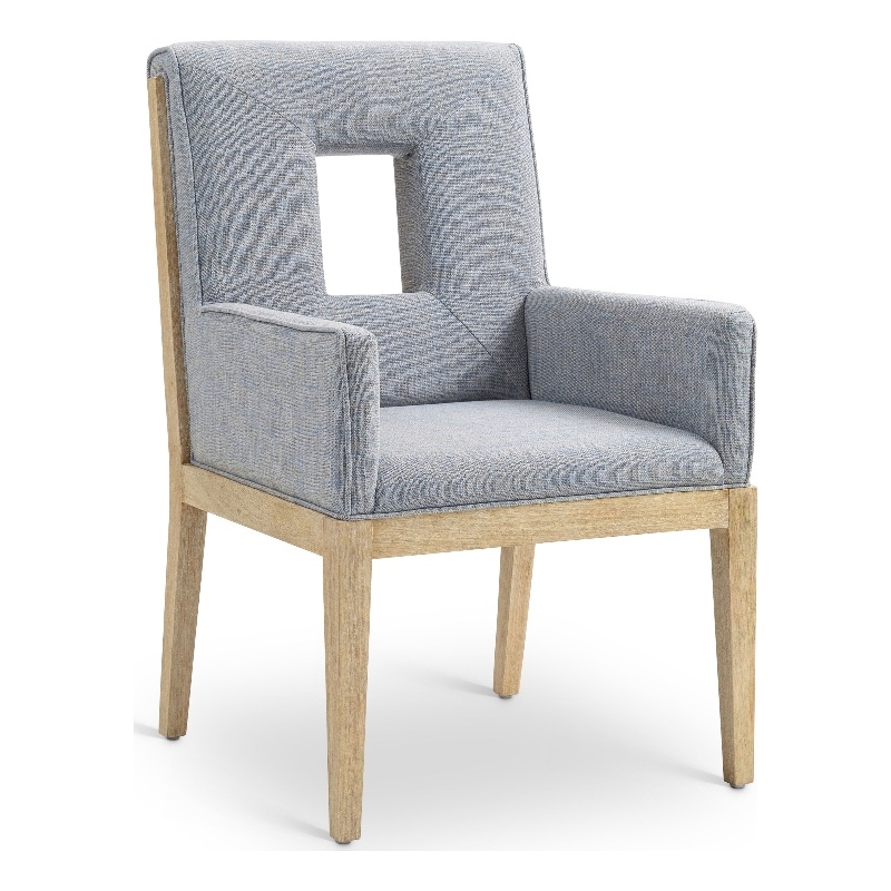 Bowery Hill Contemporary Light Blue Linen Textured Fabric Dining Arm Chair