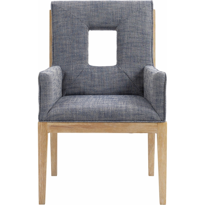 Bowery Hill Contemporary Navy Linen Textured Fabric Dining Arm Chair