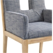 Bowery Hill Contemporary Navy Linen Textured Fabric Dining Arm Chair