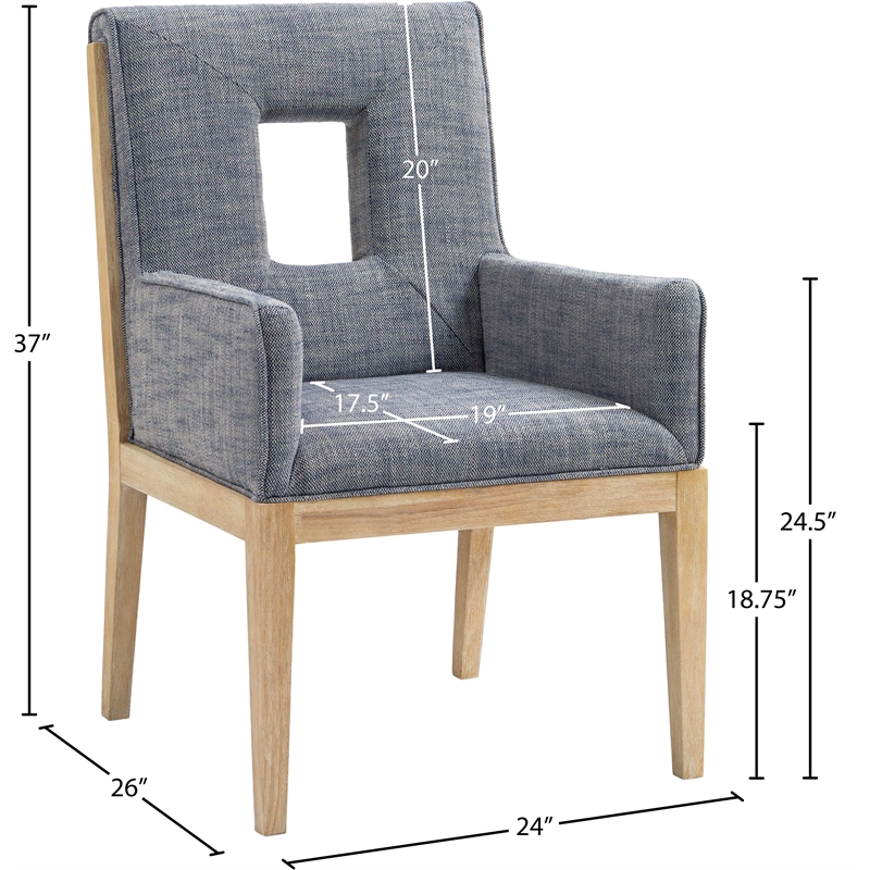 Bowery Hill Contemporary Navy Linen Textured Fabric Dining Arm Chair