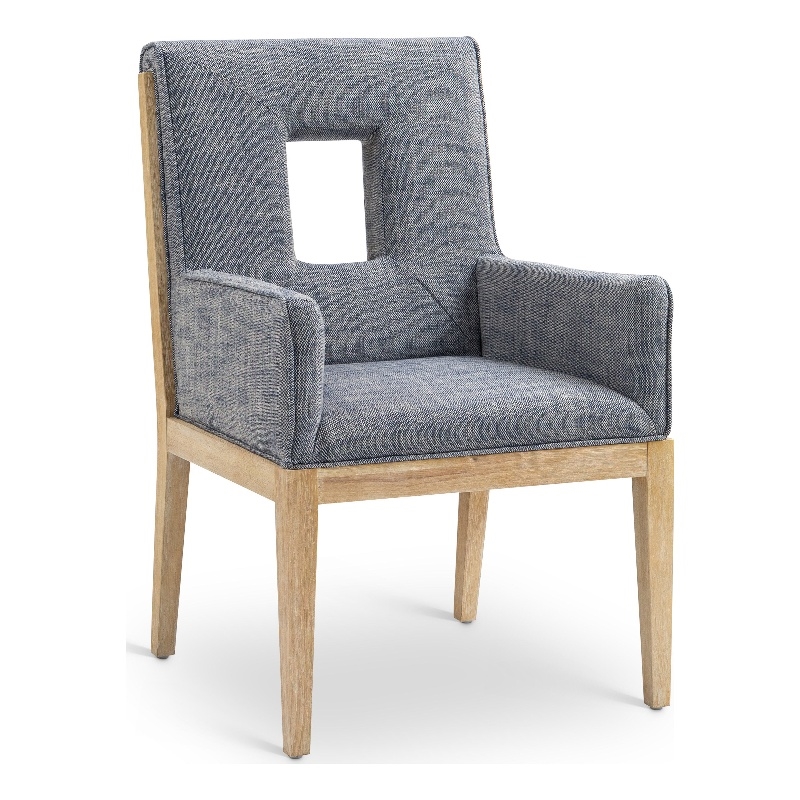 Bowery Hill Contemporary Navy Linen Textured Fabric Dining Arm Chair