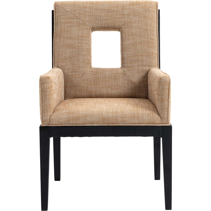 Bowery Hill Contemporary Cognac Linen Textured Fabric Dining Arm Chair