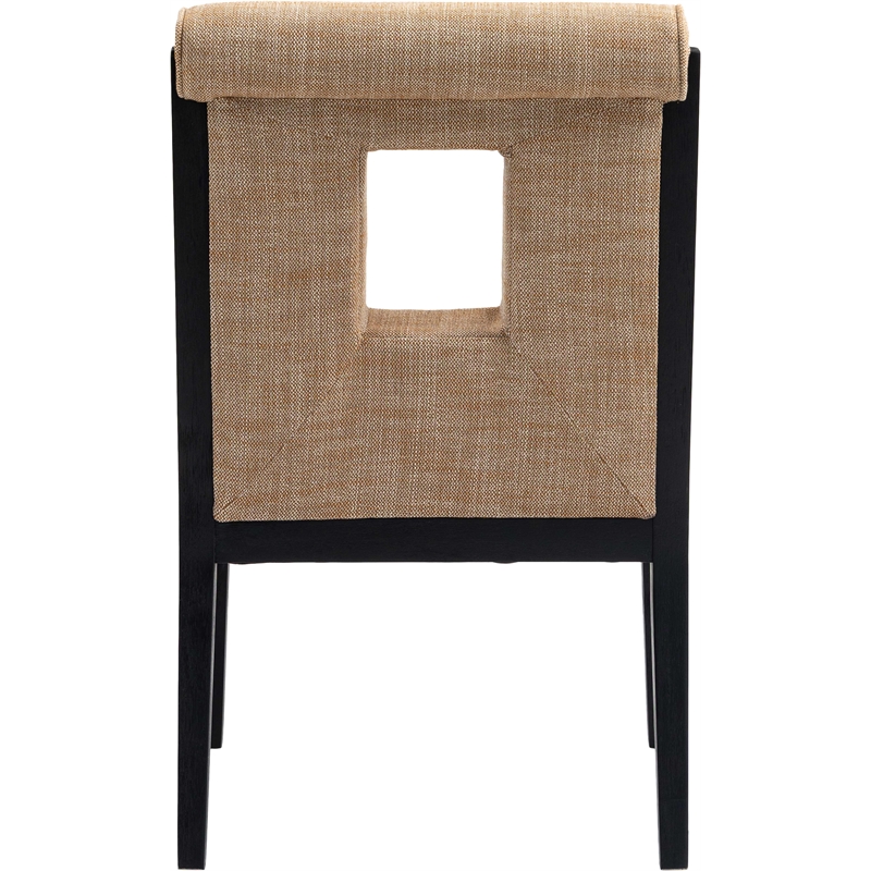 Bowery Hill Contemporary Cognac Linen Textured Fabric Dining Arm Chair