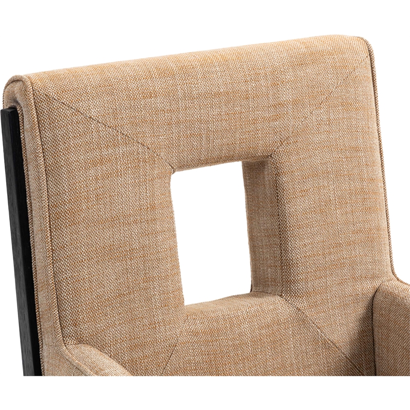 Bowery Hill Contemporary Cognac Linen Textured Fabric Dining Arm Chair