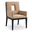 Bowery Hill Contemporary Cognac Linen Textured Fabric Dining Arm Chair