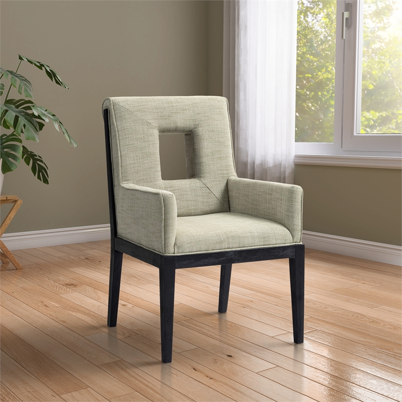 Bowery Hill Contemporary Green Linen Textured Fabric Dining Arm Chair