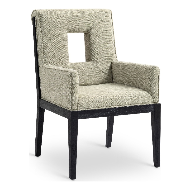 Bowery Hill Contemporary Green Linen Textured Fabric Dining Arm Chair