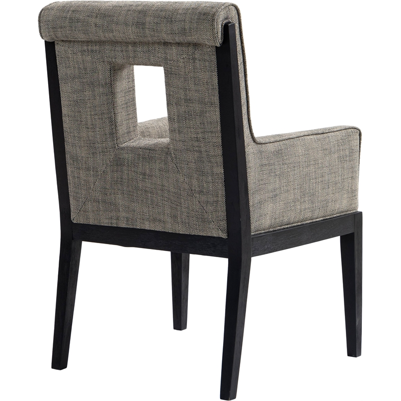 Bowery Hill Contemporary Grey Linen Textured Fabric Dining Arm Chair