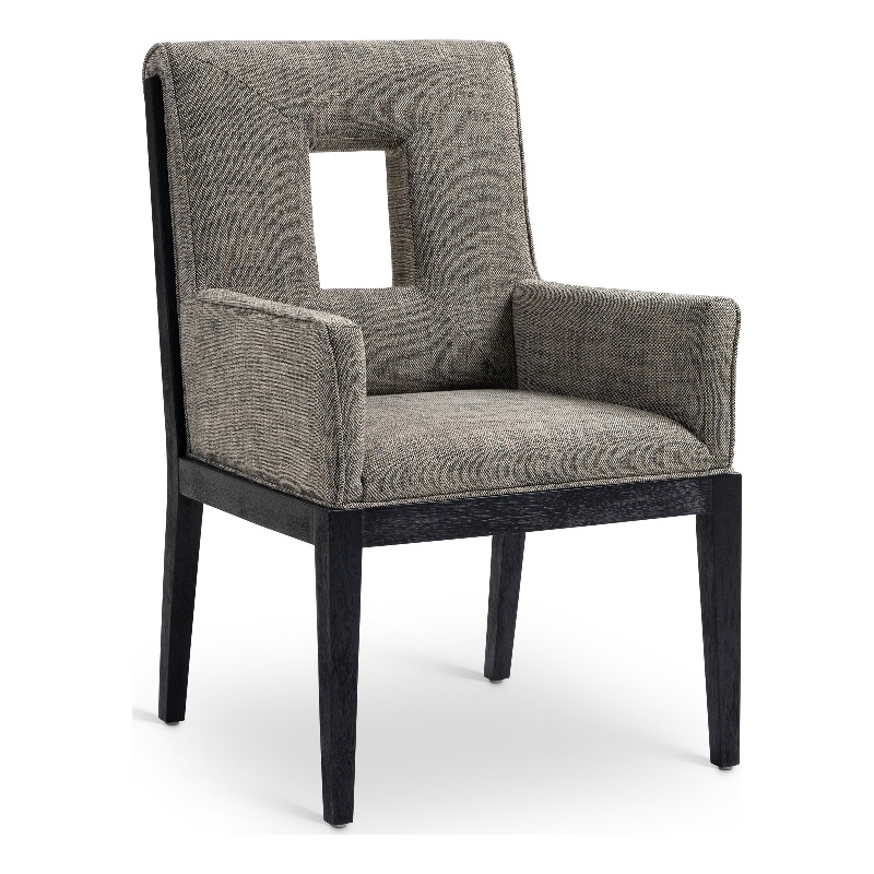 Bowery Hill Contemporary Grey Linen Textured Fabric Dining Arm Chair