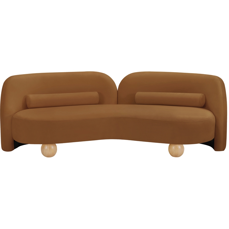Bowery Hill Contemporary Solid Wood Frame Rich Saddle Durable Velvet Sofa
