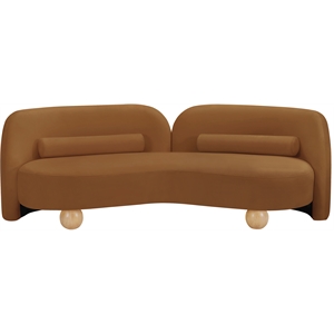 Bowery Hill Contemporary Solid Wood Frame Rich Saddle Durable Velvet Sofa