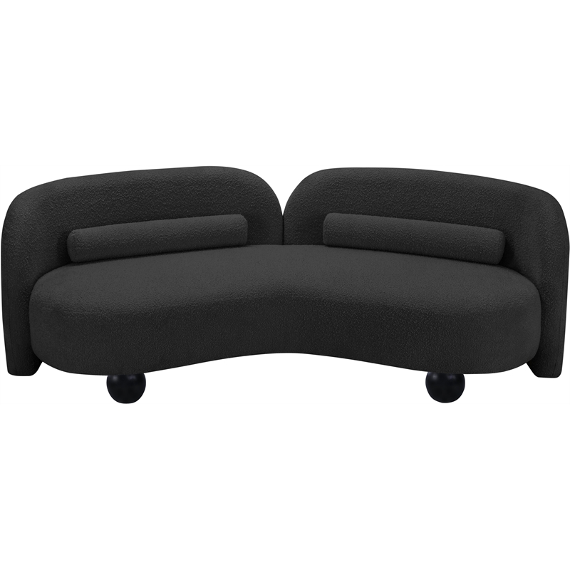 Bowery Hill Contemporary Solid Wood Frame Rich Black Boucle Fabric Sofa