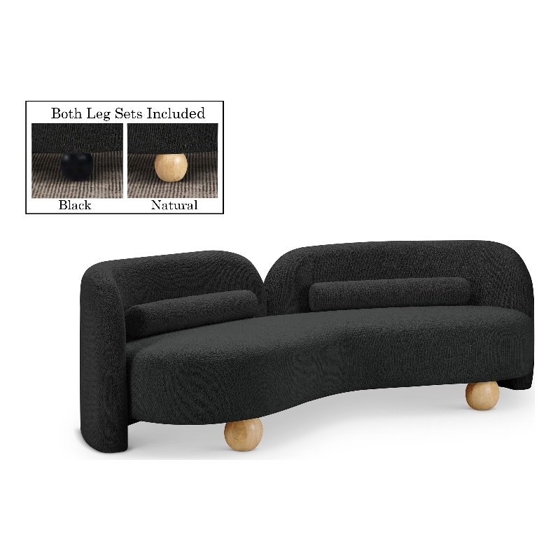 Bowery Hill Contemporary Solid Wood Frame Rich Black Boucle Fabric Sofa