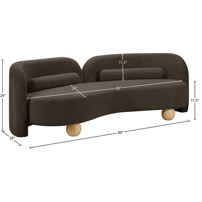 Bowery Hill Contemporary Solid Wood Frame Rich Brown Boucle Fabric Sofa