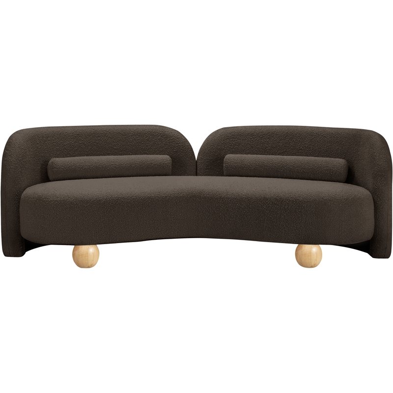 Bowery Hill Contemporary Solid Wood Frame Rich Brown Boucle Fabric Sofa