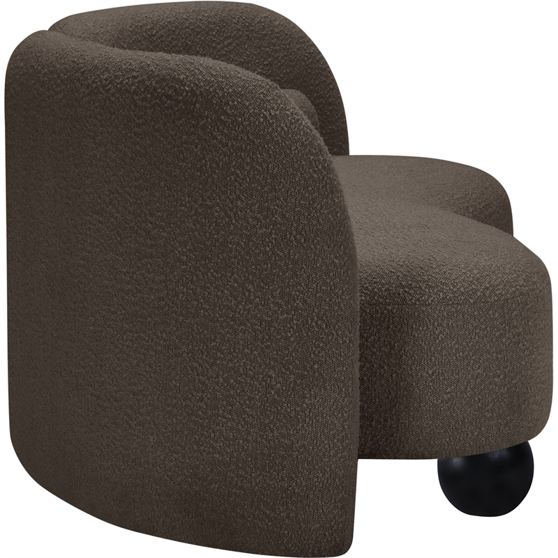 Bowery Hill Contemporary Solid Wood Frame Rich Brown Boucle Fabric Sofa