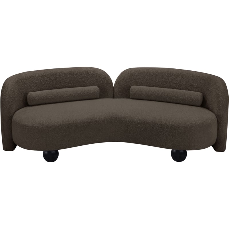Bowery Hill Contemporary Solid Wood Frame Rich Brown Boucle Fabric Sofa