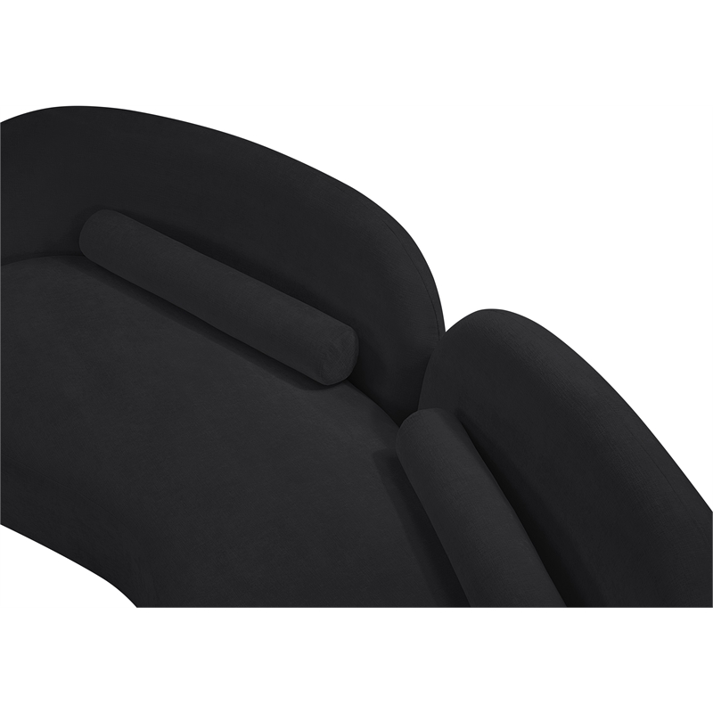 Bowery Hill Contemporary Solid Wood Frame Soft Black Chenille Fabric Sofa