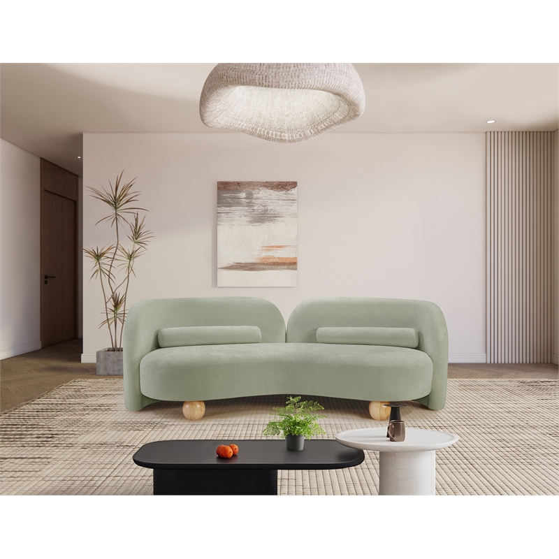 Bowery Hill Contemporary Solid Wood Frame Soft Mint Chenille Fabric Sofa