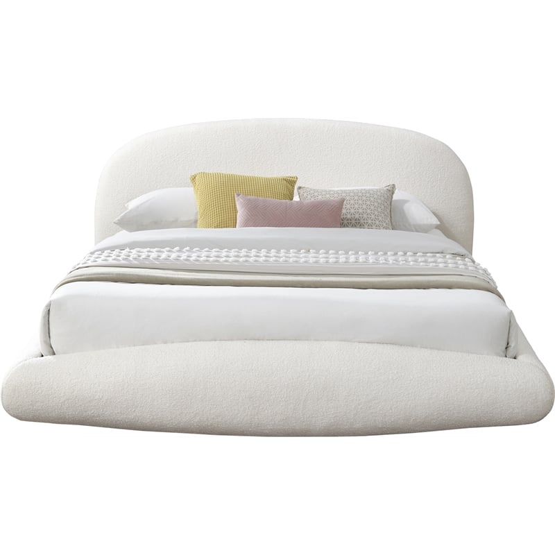 Bowery Hill Contemporary Soft Plush Cream Teddy Fabric Queen Bed