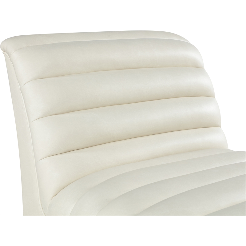 Bowery Hill Contemporary Deep Channel Tufted Soft Cream n Leather Accent Chair