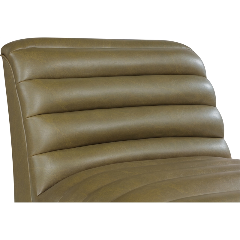 Bowery Hill Contemporary Deep Channel Tufted Soft Olive n Leather Accent Chair