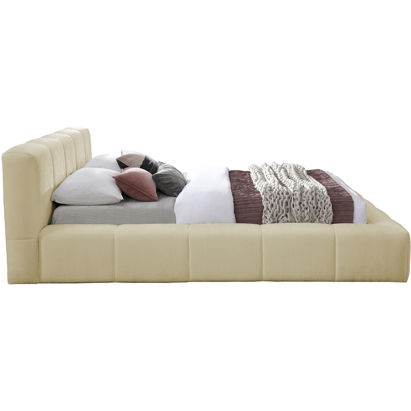 Bowery Hill Contemporary Soft Beige Chenille Fabric Full Bed