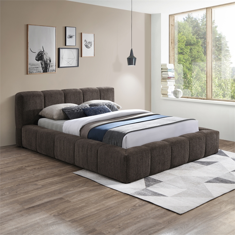 Bowery Hill Contemporary Soft Brown Chenille Fabric Full Bed