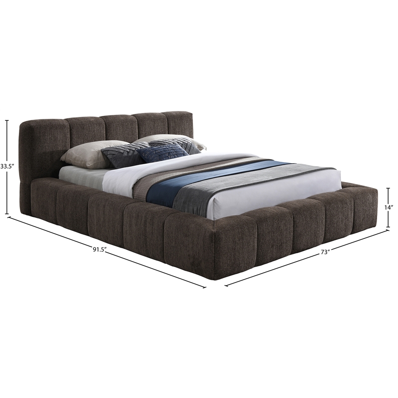 Bowery Hill Contemporary Soft Brown Chenille Fabric Full Bed