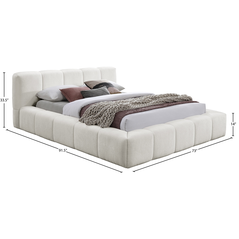 Bowery Hill Contemporary Soft Cream Chenille Fabric Full Bed
