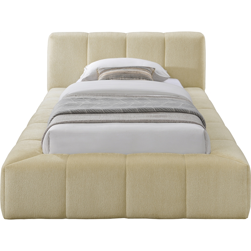 Bowery Hill Contemporary Soft Beige Chenille Fabric Twin Bed