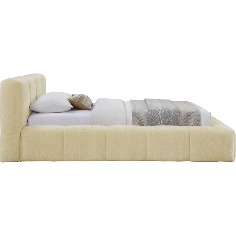 Bowery Hill Contemporary Soft Beige Chenille Fabric Twin Bed