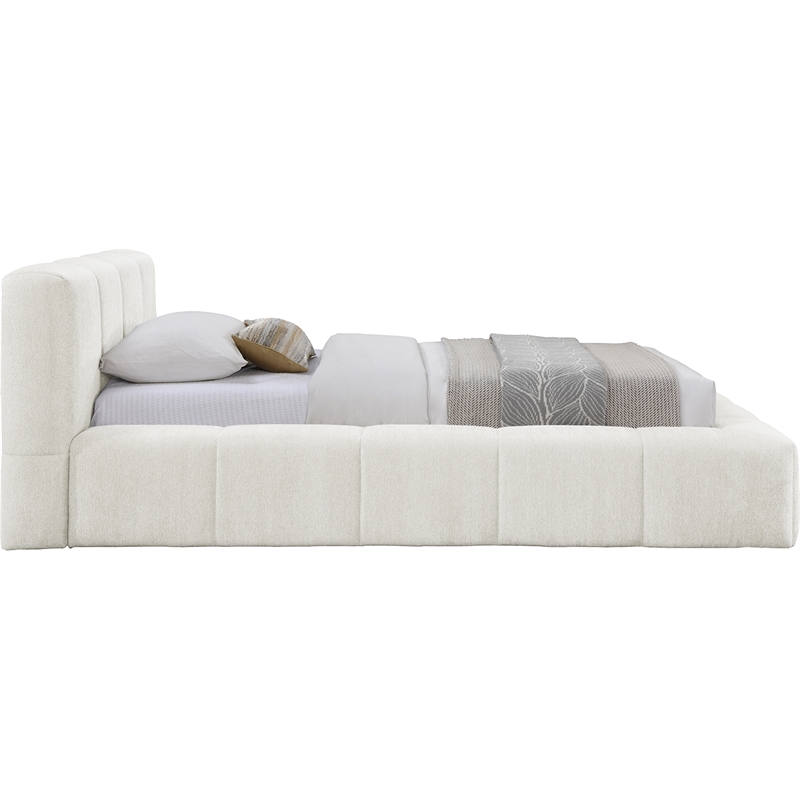 Bowery Hill Contemporary Soft Cream Chenille Fabric Twin Bed